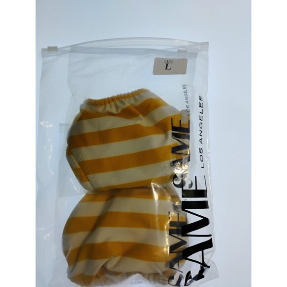 SAME LOS ANGELES Set 2pc Bikiny Swim Top Large Bottom High Weist Stripeed Yellow - Picture 10 of 12